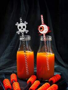 10pcs/Set Halloween Party Decoration Disposable Paper Straws, Special Patterns Of Spider, Pumpkin, Witch, Skeleton, Wedding And Birthday Supplies, Home And Party Decorations - Multicolor - View 2
