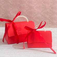 5 Pieces Embossed Three-Dimensional Floral Gift Box, Green Black White With Ribbon And Faux Pearl Handles, Multiple Sizes For Various Occasions, Made Of Letterpress Printing, Floral Pattern Gift Box, Mini Packaging Bag, Small Gift Bag, Wedding Favor Party Decorations