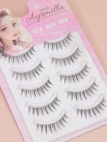 5对自然假睫毛蓬松柔软3D水貂睫毛纤长丝滑睫毛多层睫毛婚礼派对和俱乐部日常工作会议自然假睫毛佩戴舒适睫毛手工制作上睫毛翼尾眼拉长自然逼真睫毛全假睫毛