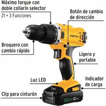 TALI-20P2, Taladro inalámbrico 1/2", 1 batería Ion Litio 2 Ah, 2 velocidades, 20 V - Tipo de Enchufe A USA (110-127V) - Ver 2
