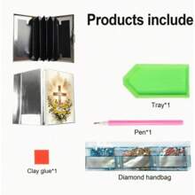 1 件 5D 钻石信用卡夹，男女不锈钢钱包，钻石艺术卡套，防 RFID 屏蔽设计，创新工艺