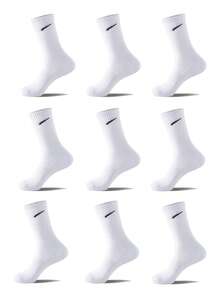 6 双男士纯白色中筒袜，百搭透气，秋季 - 白色 - 查看 16