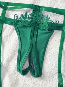 Four Piece Sexy No Take Off Lingerie, Hot And Tempting No Take Off Halloween Christmas Convenience Set - Màu xanh lá cây đậm - Xem 8