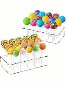 1pc 15/20-Holes Lollipop Holder With Clear Acrylic Display Stand, Candy Shelf For Wedding Party Birthday Cake Pop Dessert Display Wedding Decor Wedding Party Supplies Wedding Decorations Wedding Accessories Wedding Cake Stand