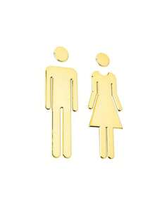 2 件浴室墙贴标志，家庭和商业用途的性别指示牌，卫生间门装饰标识牌 - 黑色 - 查看 8