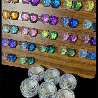 2g/Pc Chameleon Plating Manicure Powder, Polarized Aurora Powder, Magic Mirror Powder, Colorful Slime DIY Drip Glue Sparkling Powder, Iridescent Pearl Powder