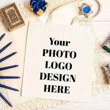 Customizable Canvas Tote Bag With Your Logo - Personalized Business Promotional Gift, Trade Show, Or Shopping Bag, High-Quality Print, Durable Handles, Custom Text Option, Logo Tote Bag, The Product Is A Printed Product - Multicolor - View 6