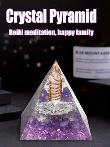 Pyramide pour énergie positive, cristaux de guérison en citrine et pierre de sable bleue orgonite pour réduire le stress, équilibrer les chakras, la guérison Reiki et la méditation. Attire la chance et le succès. Pyramide de cristaux de guérison, générateur d'énergie en cristal d'améthyste pour le yoga, Reiki et la méditation. Pyramide de météorite violette, pyramide de lotus en œil de tigre, pyramide de lotus doré en pierre de sable bleue