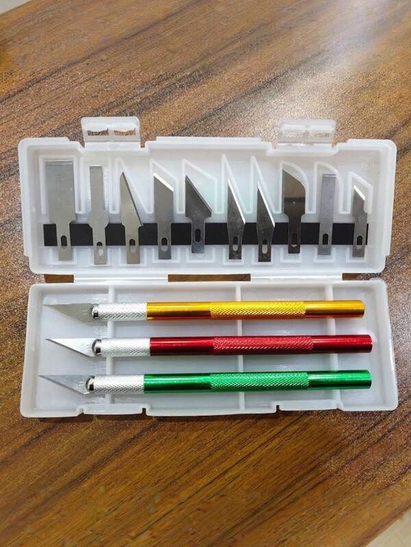 13pcs/Set Stainless Steel Engraving & Crafting Knife Set, Durable, Precision Blades For Professional And Hobbyist Use, For Pumpkin Carving, DIY, Art, Cutting, Stencil