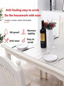 1 buc. Covoraș protector de masă transparent din PVC, design dreptunghiular simplu, grosime de 1,0 mm/1,5 mm/2,0 mm, potrivit pentru măsuță de cafea, noptieră, masă, birou de calculator, birou de birou și diverse protecții de suprafață pentru mobilier, esențial pentru utilizarea zilnică în toate anotimpurile