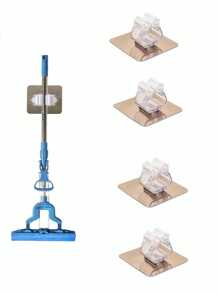 12pcs/4pcs/2pcs/1pc White Wall Mounted Strong Hook Clips, Mop Clip Storage Clips For Bathroom And Kitchen Storage