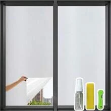 1 Roll Glass Privacy Window Film, Static Cling Frosted Decorative Window Sticker, UV Blocking Anti-Peeping Opaque Window Decal, Suitable For Indoor Home, Office, Kitchen, Bathroom To Protect Privacy