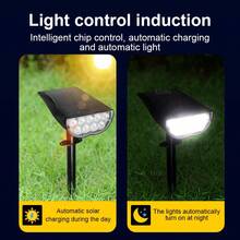 9个太阳能LED射灯，防水户外花园小径景观灯 - 黑色 - 查看 9