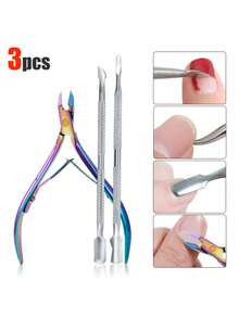 8/6/5/4/3/2/1 件套不锈钢修甲套装，包含指甲钳、指甲剪、指甲护理工具、角质去除器、指甲推，适用于修甲和足疗 - 彩色 - 查看 11