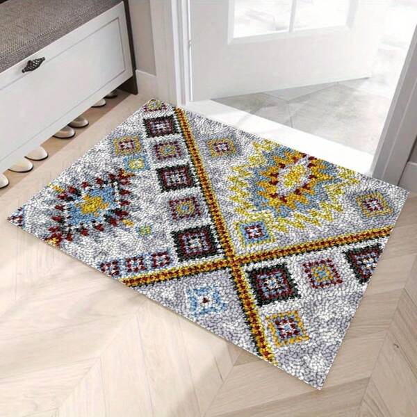 NangHuw DIY Hook Rug Kit Hook Rug For Kids And Adults DIY Crochet Thread Rugs Kit Door Rug Embroidery Kit DIY Tapestry Rug 38x52cm