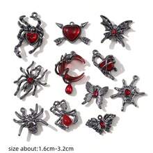 5pcs/10pcs Random Y2K Dark Sweet & Spicy Series Moon, Spider, Butterfly DIY Earrings, Necklaces, Keychains & Accessories - Red-10pcs - View 4