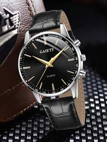 2 Pieces Men's Bamboo Patterned Watch Strap Fashionable And Simple Business Bar Scale Quartz Watch Set Suitable For Daily Wear Decoration Or Holiday Gifts - Multicolor - View 3