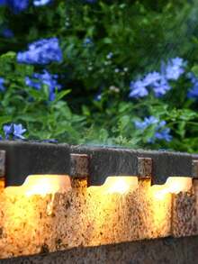 4/8/12/16pcs Solar Powered Garden Ground Lights, Deck Lights, Stair Lights For Outdoor Decoration Of Garden, Yard, Garage, Driveway, Fence - Black - View 5