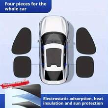 4-Piece Magnetic Car Window Shades Set - Universal Foldable Sunshade Curtain For Cars & SUVs, Heat Insulating & UV Blocking Side Window Shades, Easy Install Inside Car Barrier - 黑色 - 查看 8