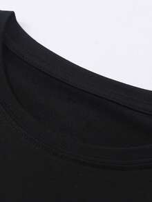 Customized Photo + Text Plus Size Women's Dress, Personalized Photo Printing, Upload Your Funny Image/Pet/Friend Photo Designed On The Front, Plus Size Women's Dress, Customized Birthday/Name/Blessing Text, Plus Size Women's Dress, Birthday/Anniversary/Holiday Pattern Customization, Team Uniform/Outdoor Wear/Class Uniform/Sportswear Customization, Personalized Plus Size Dress, Holiday Gift - Black - View 5