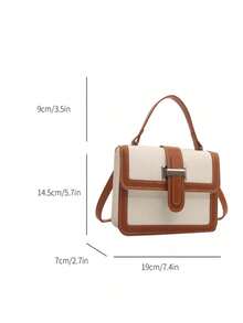 迷你时尚女士绗缝翻盖手提包，休闲单肩斜挎方包，可装手机和口红，撞色设计，通勤百搭 - 彩色 - 查看 5