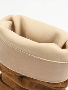 女士新款时尚棕色、黑色尖头一脚蹬粗跟中筒靴和长靴 - 棕色 - 查看 7