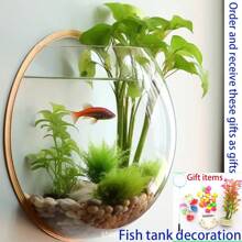 Acvariu de perete transparent de înaltă calitate/Vază montată pe perete/Vază hidroponică montată pe perete/Suport de afișare montat pe perete, Coș suspendat [Mai multe dimensiuni disponibile + Cadou gratuit pentru amenajarea peisagistică a acvariului], Decor pentru evenimente de sărbători, Articole creative multifuncționale, Educaționale pentru copii, Poate fi montat pe perete în dormitor/curte exterioară/birou/hol, Fabricat din materiale noi premium