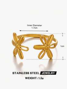 1 chiếc nhẫn hở bằng thép không gỉ thời trang, phù hợp để đeo hàng ngày cho phụ nữ - Nhiều màu - Xem 3