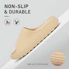 Cloud Slides For Women And Men, Platform Slides Slippers, Non-Slip Quick Drying Soft Lightweight Shower Shoes, Thick Sole Open Toe Slides Sandals For Indoor & Outdoor - Beige - View 3