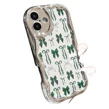 Estuche para teléfono 1PC Un teléfono con ondas galvanizadas combinadas con una cadena de perlas, una cubierta protectora completa que es a prueba de golpes y resistente a caídas, elegante accesorio para estuche para teléfono 11, 12, 13, 14, 15, 16 Pro y Pro Plus Series: un nuevo y moderno - Colores mixtos 1 - Ver 2