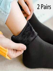 1/2/5/10 Pairs Solid Color Pattern Women Unisex Couples Mid-Calf Socks Winter Holiday Gifts, Fall Socks - Multicolor - View 10