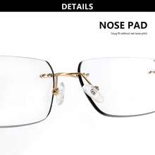 1pc Retro Frameless Photochromic Multifocal Readers, High-Quality Progressive Lenses & Durable Frame, Business Style Reading Glasses, Distance & Near Vision, Suitable For Office, Leisure Reading - Golden - View 8