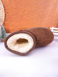 Autumn/Winter New Kids Snow Boots, Mid-Large Children Flat Shoes, Plush Thick Sole Boys Warm Boots, Toddler Short Booties - Coffee Brown - View 9