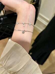 1 件纯银泡泡圆形钻石蛇骨手链，适合女士 - 锆石点缀，高档外观，百搭堆叠，精致的小众工艺 - 圓鑽手鍊 - 查看 7