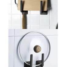 New L-Shaped Hat Hook, Baseball Cap Hook, Coat Hook, Adhesive Hook, No Trace, No Punching, Hat Hook, Simple Storage Back To School - Black - View 4