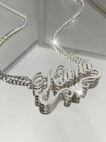 1pc Personalized Women's Fashion Letter Necklace, Matte Finish, Stainless Steel Material, Basic Minimalist Style, English Name Pendant Jewelry, Mother's Day Gift, Birthday Gift, Suitable For Daily Wear,School Supplies,Back To School,School Gift,For Office,For School,For Classroom,For Teacher Gifts,For University,For Colleague,For Dorm Rooms,For Teacher,For Boys And Girls,For Teenagers,Junior High School Students,Middle School Students,High School Senior High School Students,College Students,University Students,Freshman,Sophomore,Underclassmen