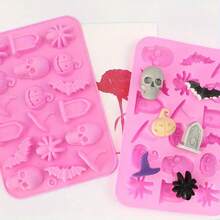 1pc 18-Cavity Silicone Halloween Chocolate Mold, Cake Decorating Mold, Handmade Spider & Bat Epoxy Resin Mold - Multicolor - View 7