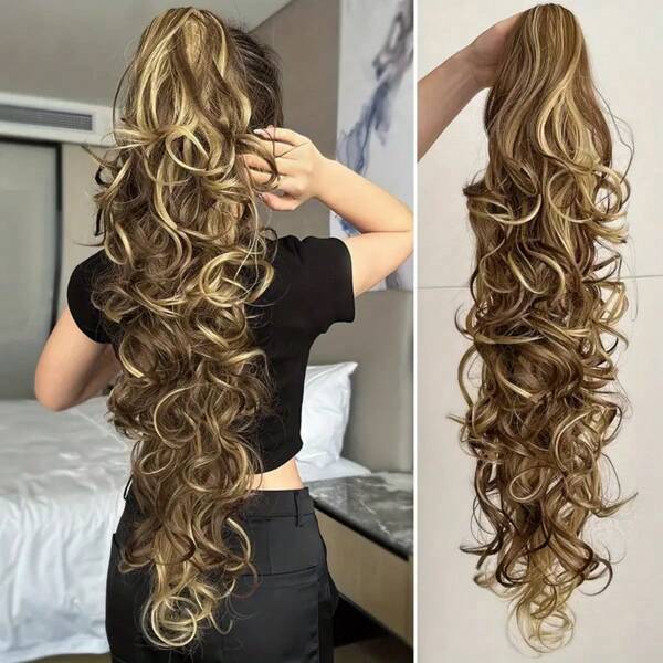 Claw-Shaped Ponytail Extension Multicolor Dark Wave Heat-Resistant Fiber Advanced Synthetic Ponytail Wig, Suitable For Women's Daily Use Of Short Hair Accessories