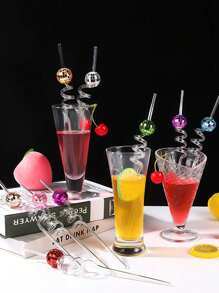 3/5/6/10PCS Disco Ball Decor Straws, Reusable Plastic Disco Ball Straws, Mirror Ball Straws, Black Plastic Straws, Reflective Spiral Straws, 70s Disco Party Decorations, Party Favors, Suitable For Disco Party, Birthday Party, Wedding, Kitchen, Christmas Decoration, 1PC
