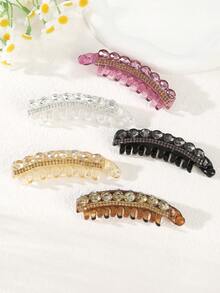 1个超大水钻香蕉形发夹，优雅竖款马尾辫发夹，闪亮宫廷风发饰，日常佩戴，爪夹，发卡，发夹，头饰，女士发饰 - 彩色 - 查看 2