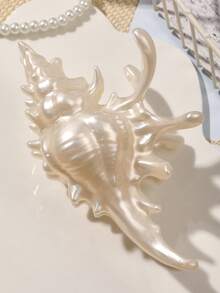 发夹 1 件波西米亚风优雅海洋系列贝壳设计甜美幻想仙女发爪梳，多功能用于化妆舞会，春夏发饰优雅爪夹，学校用品，学院秋季配饰秋冬度假装女士 - 米色 - 查看 5