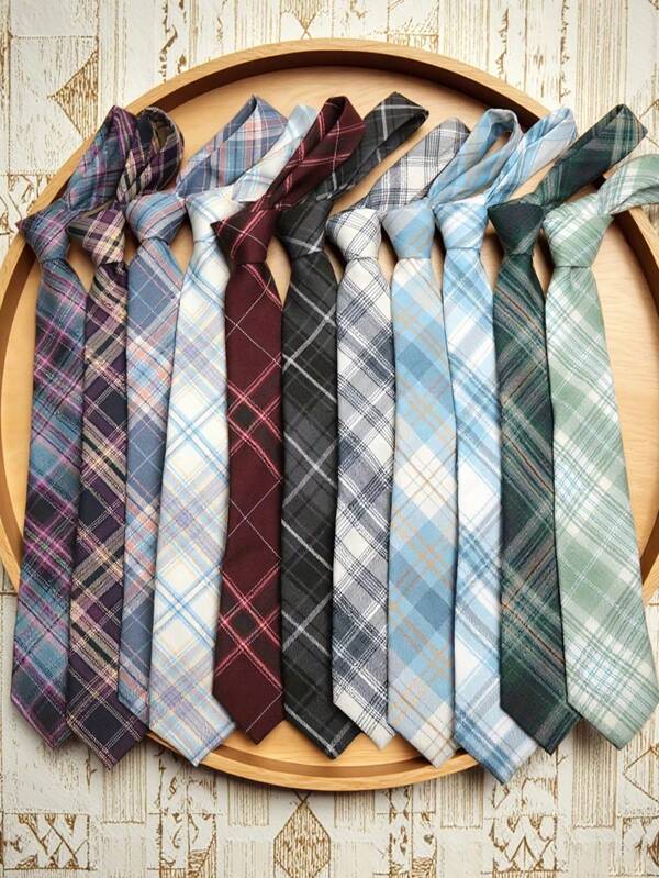 1pc Polyester Plaid Casual JK/DK Necktie, All Season