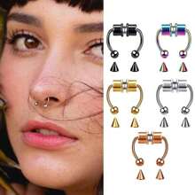 5pcs Stainless Steel Fake Nose Ring Hoop Fake Piercing Hoop Septum Rings Fashion Body Jewelry Gifts