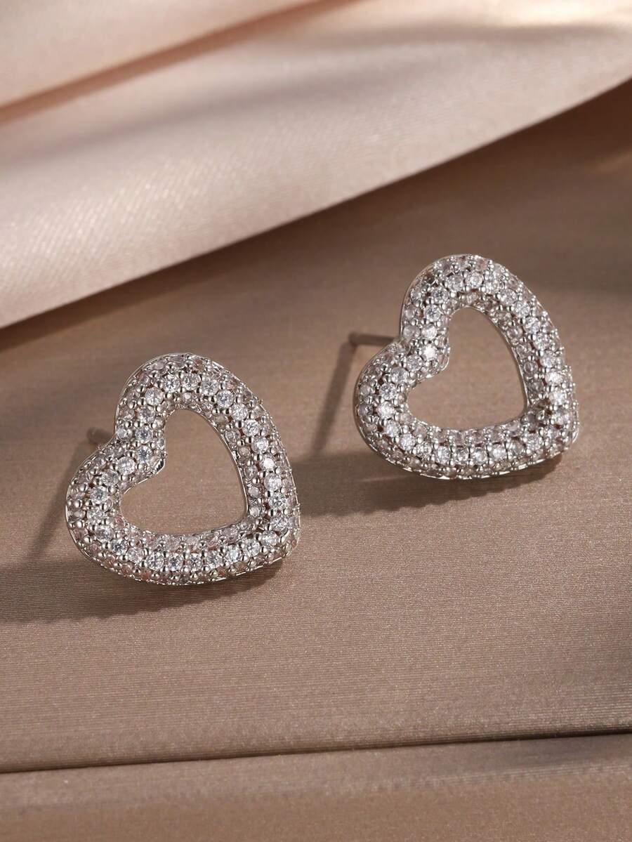 2pcs Minimalist Cubic Zironia Hoop Earrings, Suitable For Men's Daily Wear - Earrings - View 1