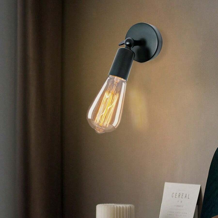 1个黑色E27灯头简约壁灯，可上下180°旋转，适用于走廊、卧室床头装饰照明，有线版，不含灯泡