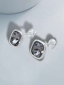 1pc Spanish Retro Style Plated Silver Crystal Drop Earrings, Suitable For Women Party, Banquet, Holiday Gift