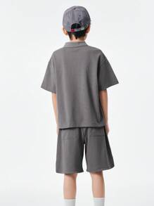 Balabala Conjunto de dos piezas de manga corta para niños y niñas, pequeños y mayores, ropa de verano sencilla y casual