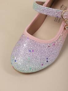 女童彩色闪光高跟鞋，时尚百搭户外表演公主鞋，2025 年秋季