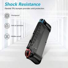 1 件 Switch OLED 人体工学软 TPU 保护壳，带 2 个卡槽，防震、防刮、握感舒适、防滑、热塑性聚酯纤维，兼容底座，透气设计，黑色和白色