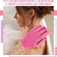 2套去角质沐浴手套，水疗按摩身体磨砂膏，去除角质并清洁皮肤，丰富泡沫舒适沐浴海绵，五指沐浴手套，尼龙全涤纶浴巾，浴巾，双面摩擦身体去角质 - 彩色 - 查看 10